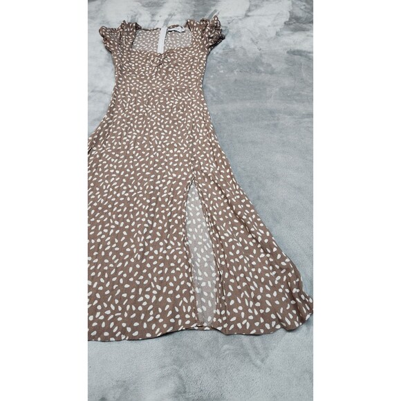 Petal & Pup Women's Size 4 Mocha Brown Franklin Midi Floral Dress Short Sleeve - Picture 2 of 9